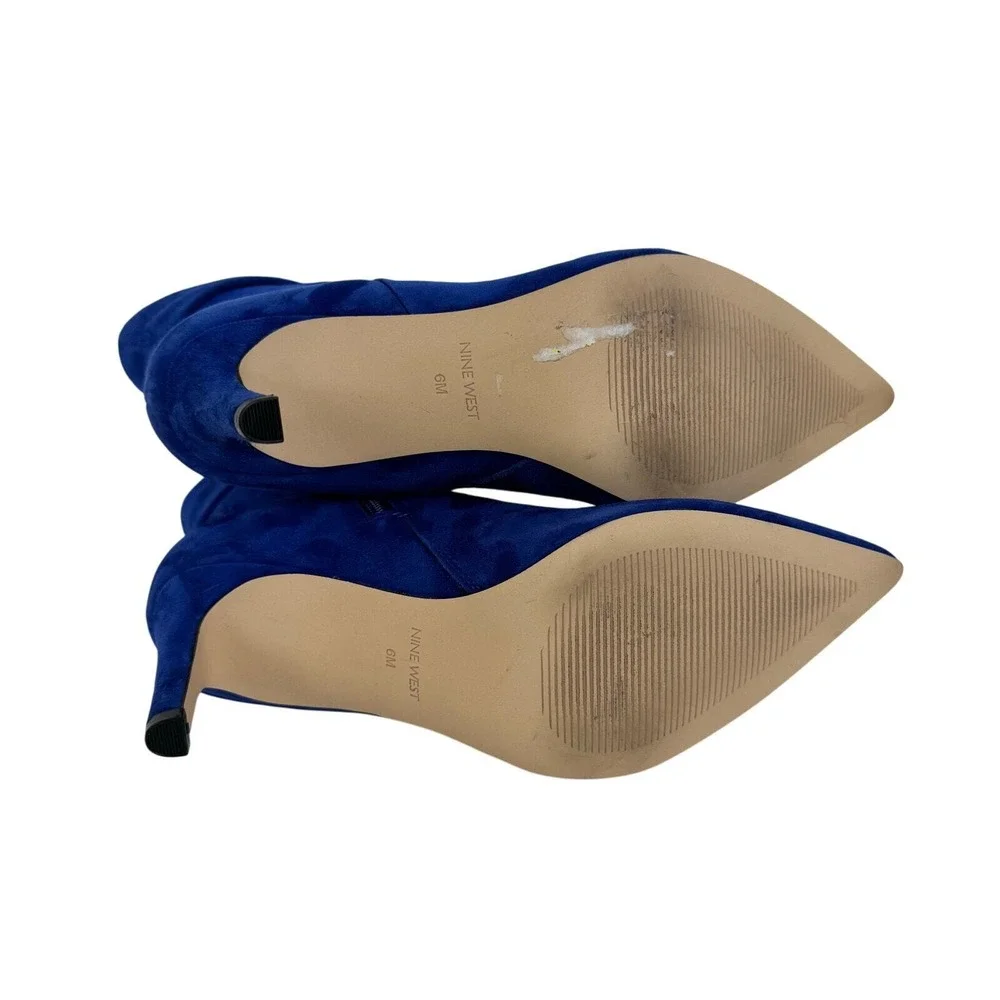 Nine West Gemms Blue Fold Over Pointed Toe Booties Size 6 NWOB